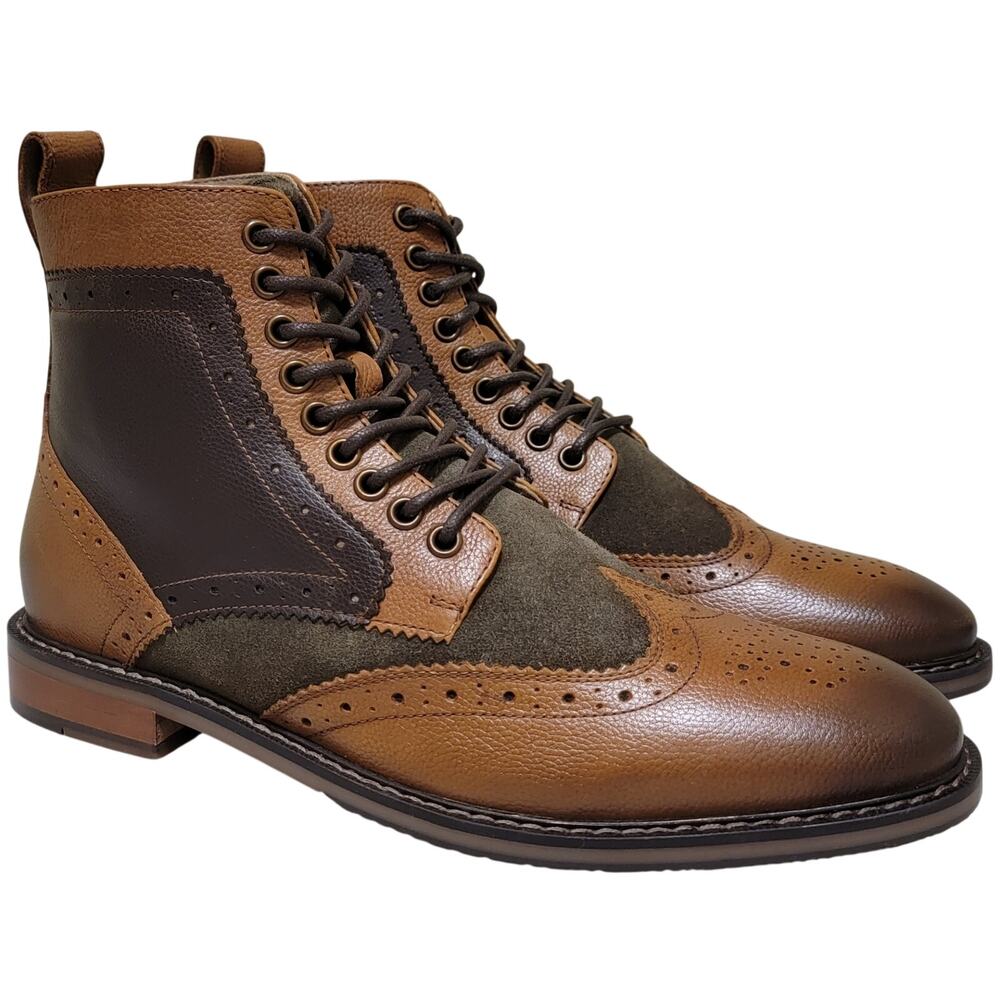 Stacy Adams Men Finnegan Wingtip Brogue Dress Boots Size US 8M Brown Multi
